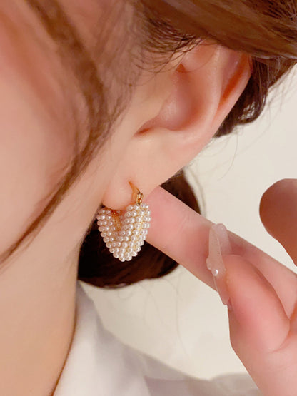 New sweet millet beads love heart sweet and cool niche design earrings