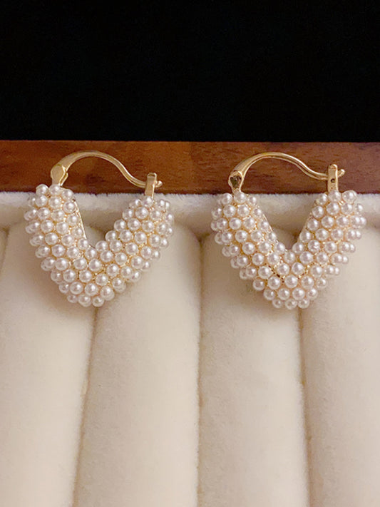 New sweet millet beads love heart sweet and cool niche design earrings