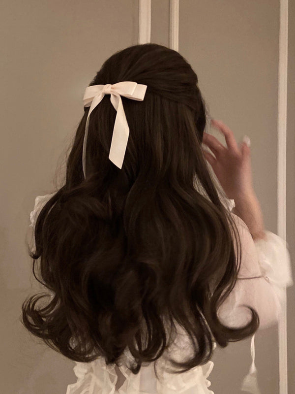 New solid color satin bow hairpin ribbon hairpin headdress