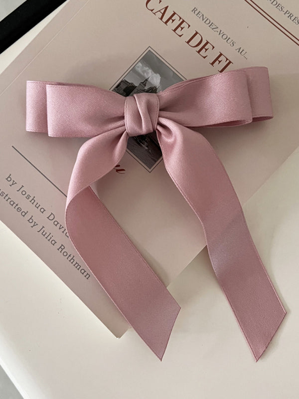 New solid color satin bow hairpin ribbon hairpin headdress