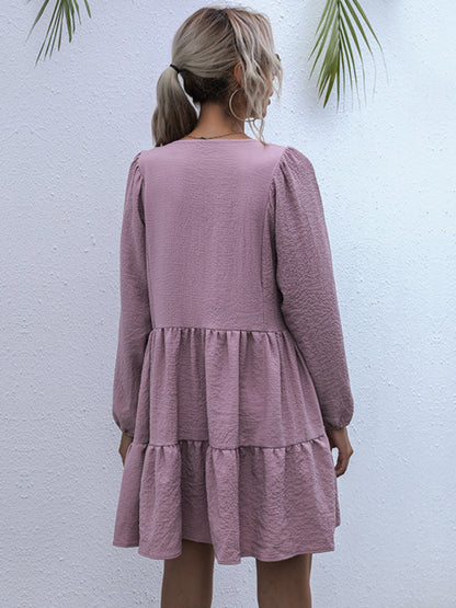 Casual Solid Woven Polyester Everyday Dress for Spring-Summer