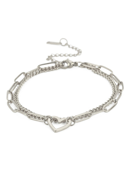 Women's New Fashion Versatile Love Pendant Double Chain Bracelet