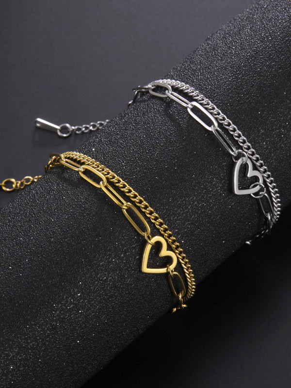 Women's New Fashion Versatile Love Pendant Double Chain Bracelet