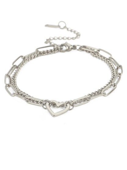 Women's New Fashion Versatile Love Pendant Double Chain Bracelet