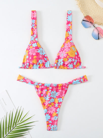 Women's printed sexy backless bikini