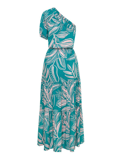 Women's off-shoulder holiday style floral high-end dress